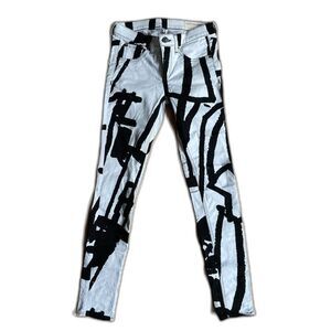 Rag & Bone black/white abstract graphic print mid rise skinny jeans size 26